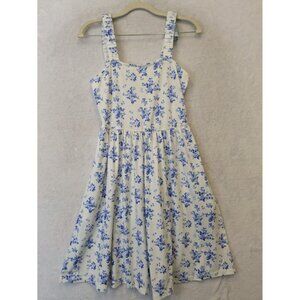 Hotouch Women's Size S Blue White Floral Dress Sleeveless Fit Flare